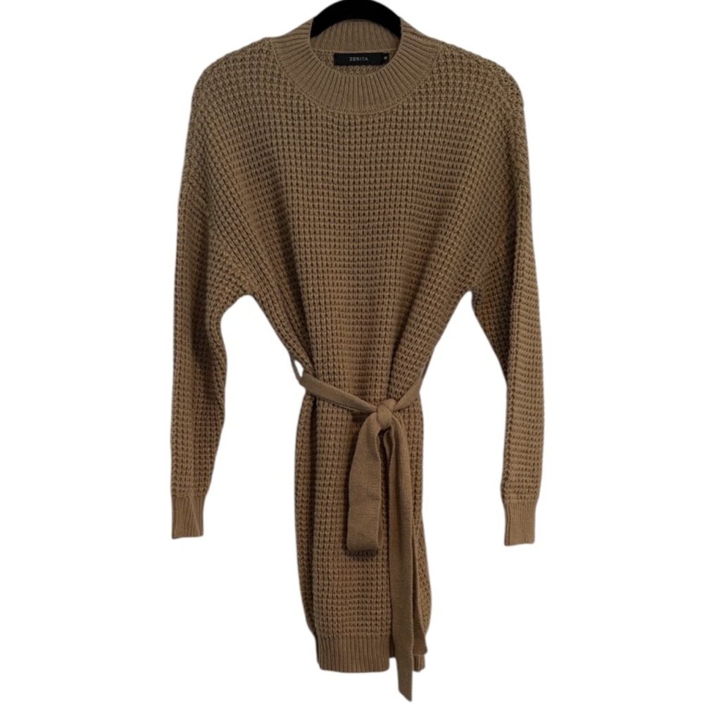 🖤 Zesica Belted Textured Sweater Dress